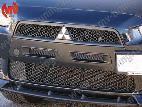 Conductos de aire del radiador en el parachoques delantero var №1 MV-Tuning para Mitsubishi Lancer X 2007-2010